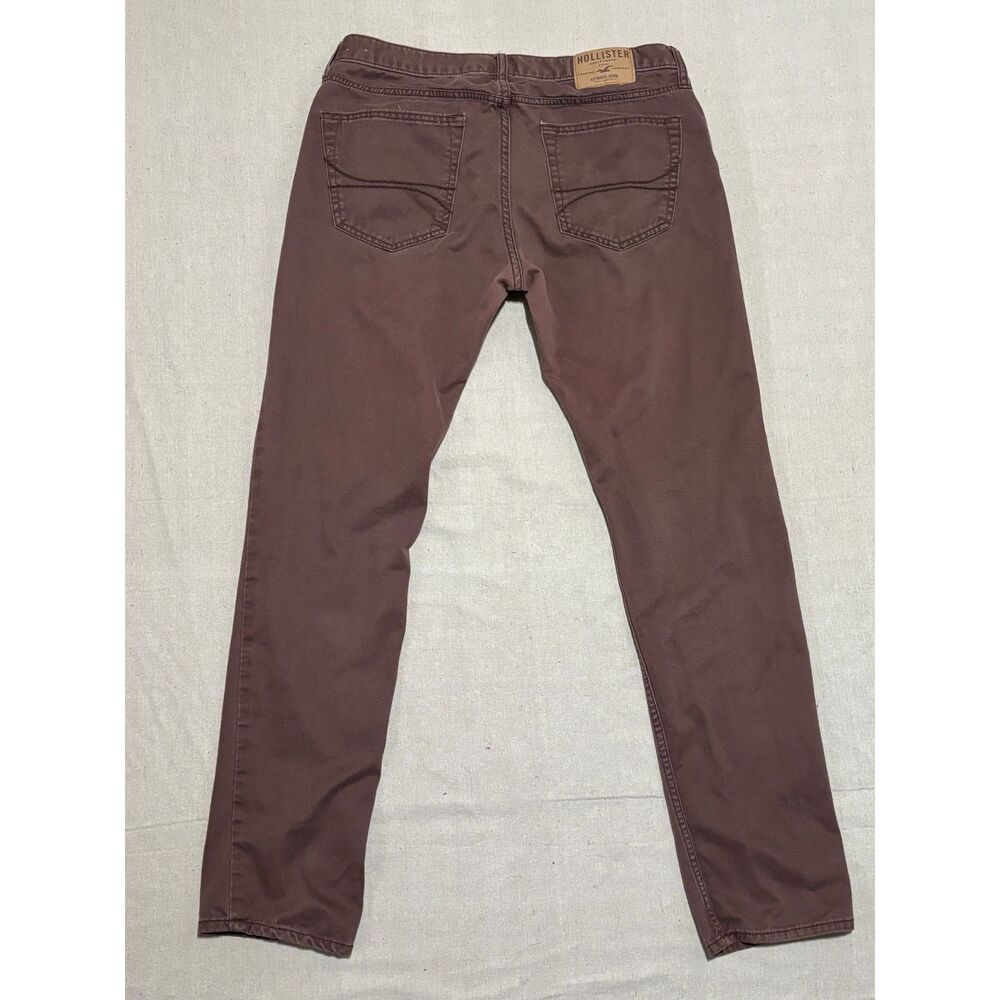 Twill Pants Mens 33x32 Brown Mauve Slim Straight Leg Five Pocket Hollister - Picture 6 of 7
